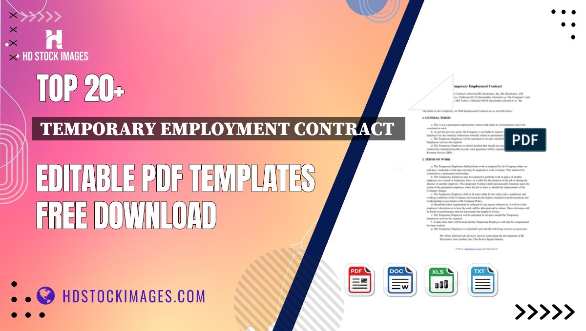 Top 20+ Temporary Employment Contract  Editable PDF Templates Free Download