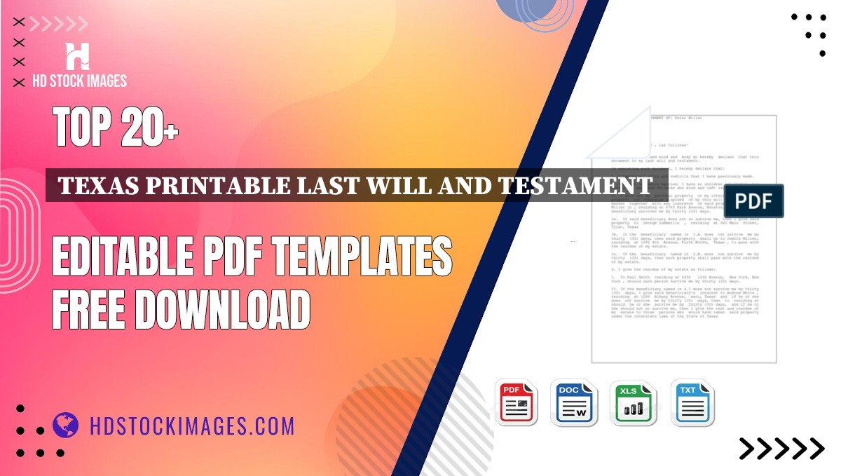 Top 20+ Texas Printable Last Will And Testament  Editable PDF Templates Free Download