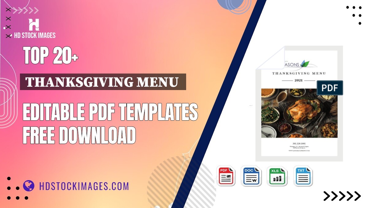 Top 20+ Thanksgiving Menu  Editable PDF Templates Free Download