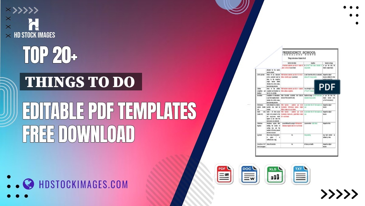 Top 20+ Things To Do  Editable PDF Templates Free Download