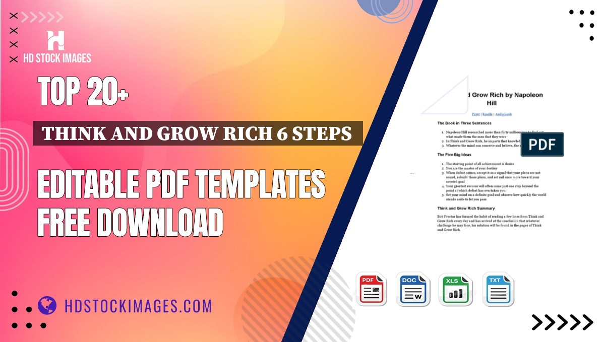 Top 20+ Think And Grow Rich 6 Steps  Editable PDF Templates Free Download