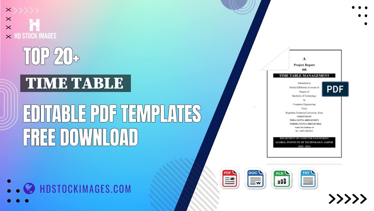 Top 20+ Time Table  Editable PDF Templates Free Download