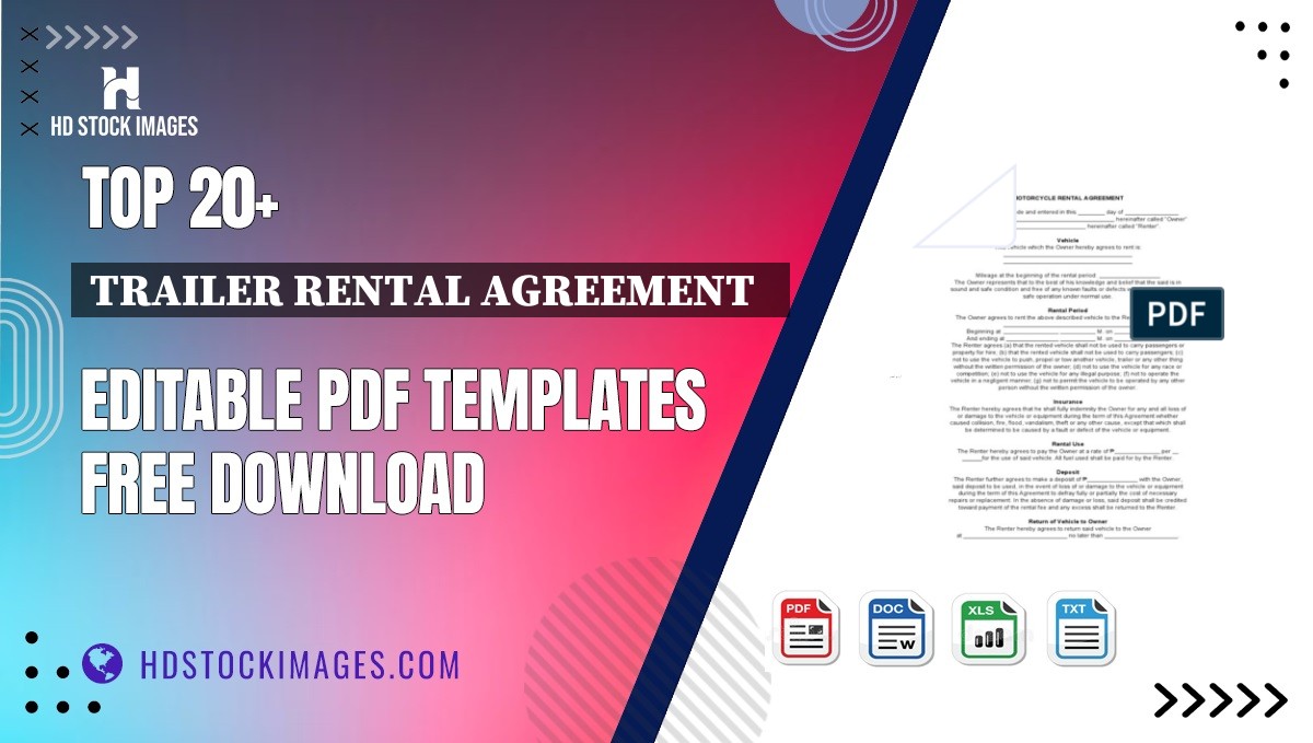 Top 20+ Trailer Rental Agreement   Editable PDF Templates Free Download