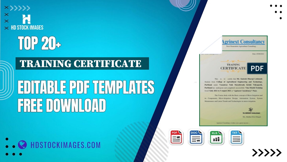 Top 20+ Training Certificate   Editable PDF Templates Free Download