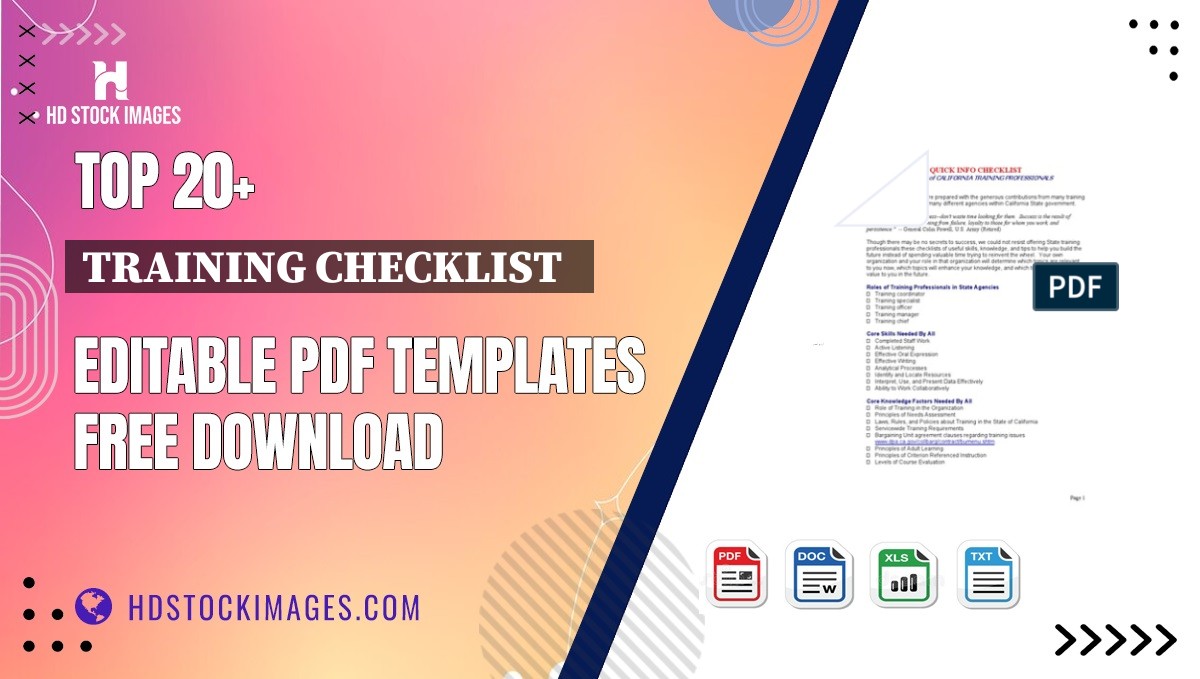 Top 20+ Training Checklist   Editable PDF Templates Free Download