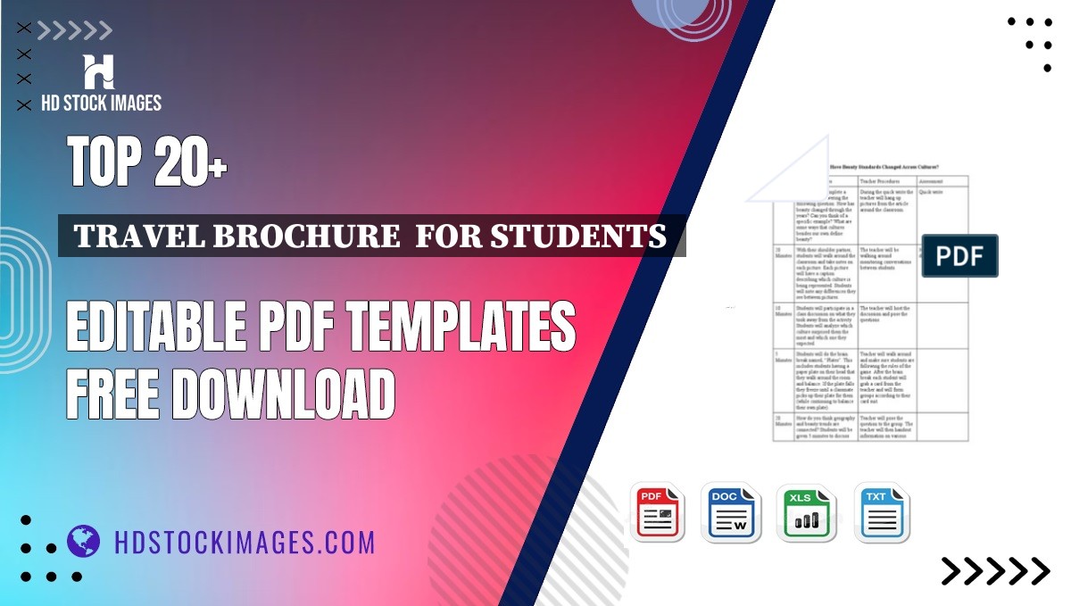 Top 20+ Travel Brochure  For Students  Editable PDF Templates Free Download