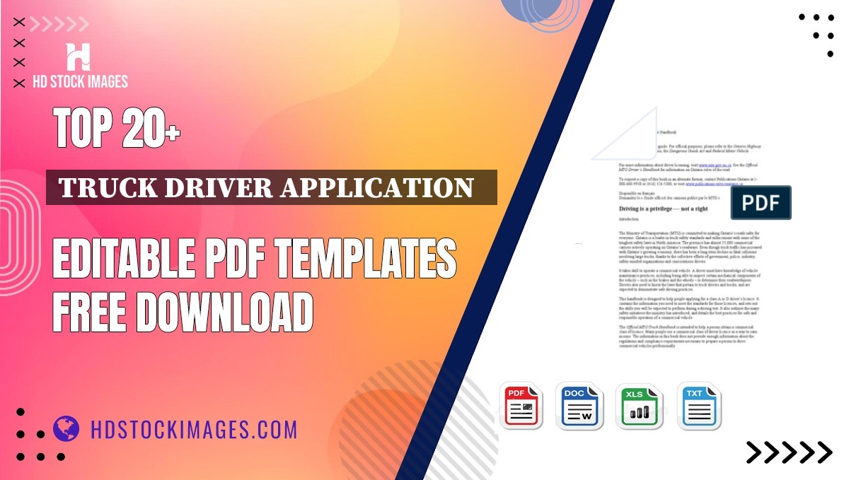 Top 20+ Truck Driver Application   Editable PDF Templates Free Download