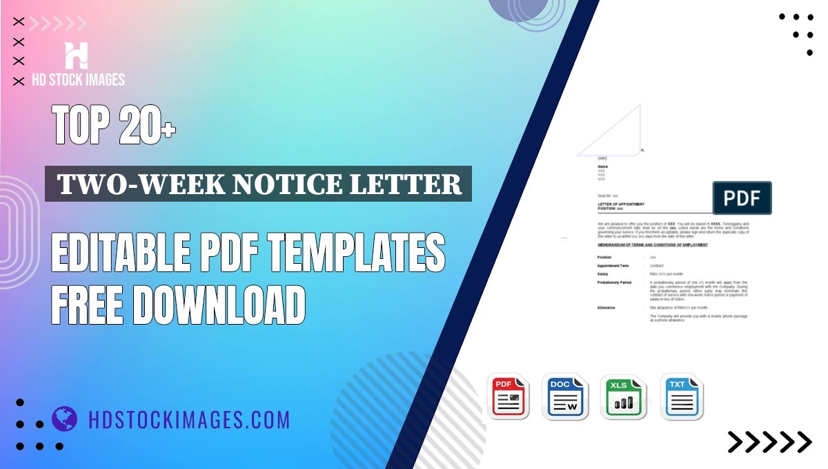 Top 20+ Two-week Notice Letter Editable PDF Templates Free Download