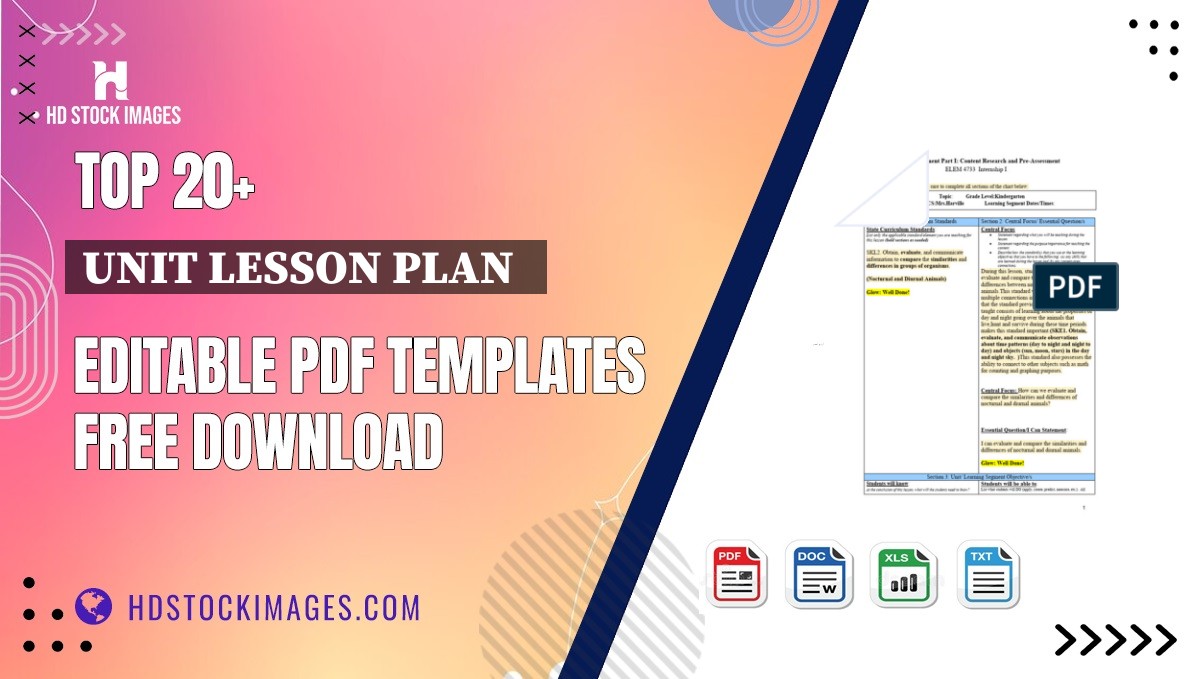 Top 20+ Unit Lesson Plan   Editable PDF Templates Free Download