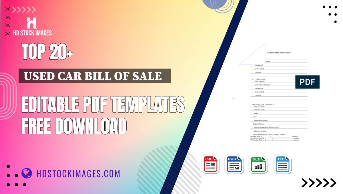 Top 20+ Used Car Bill Of Sale   Editable PDF Templates Free Download