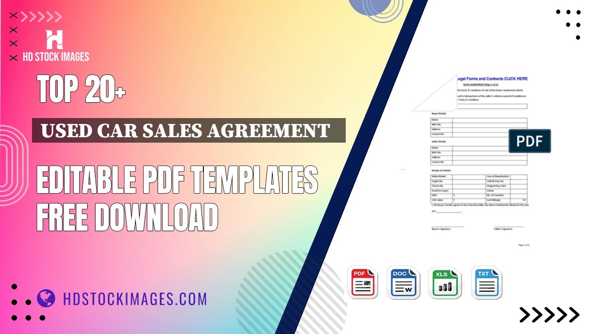 Top 20+ Used Car Sales Agreement   Editable PDF Templates Free Download