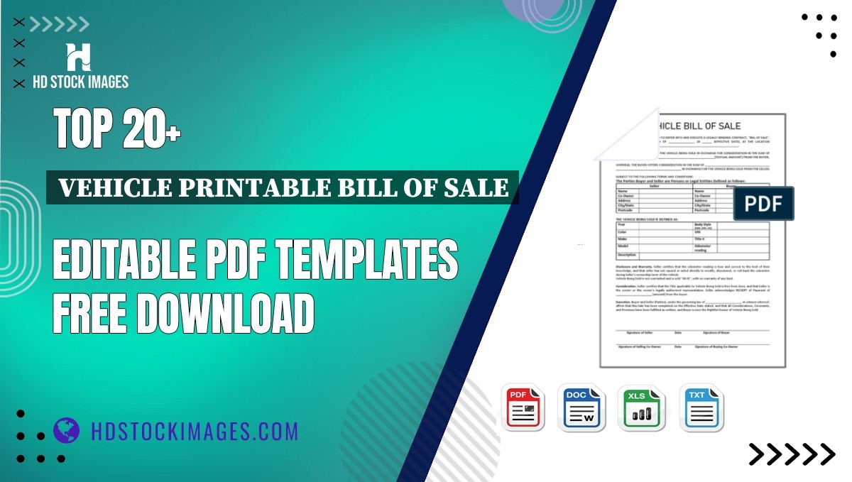 Top 20+ Vehicle Printable Bill Of Sale Editable PDF Templates Free Download