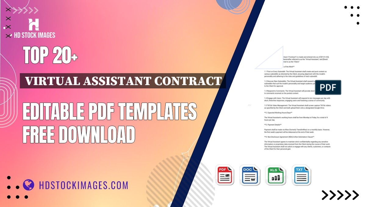 Top 20+ Virtual Assistant Contract Editable PDF Templates Free Download