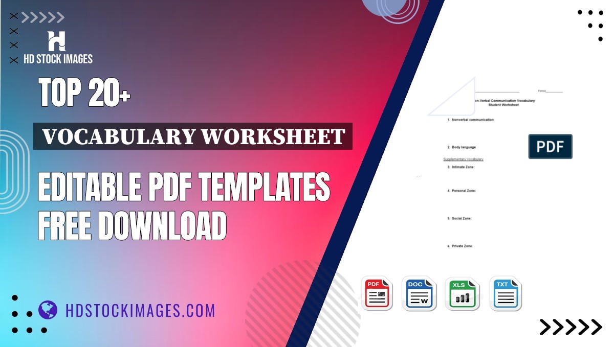 Top 20+ Vocabulary Worksheet Editable PDF Templates Free Download