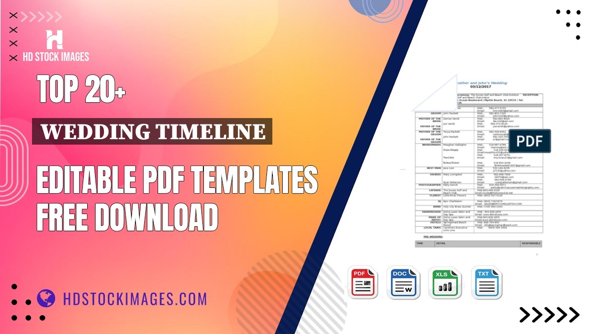 Top 20+ Wedding Timeline Editable PDF Templates Free Download