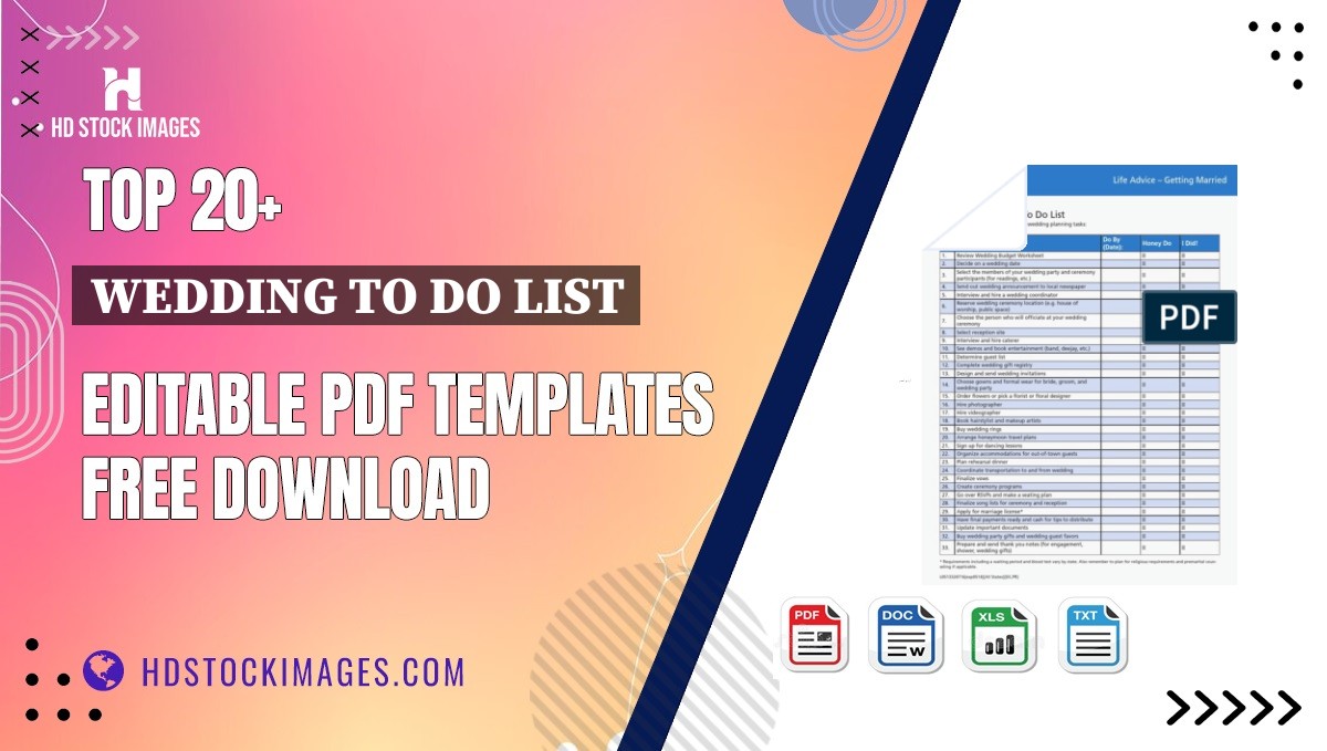 Top 20+ Wedding To Do List Editable PDF Templates Free Download