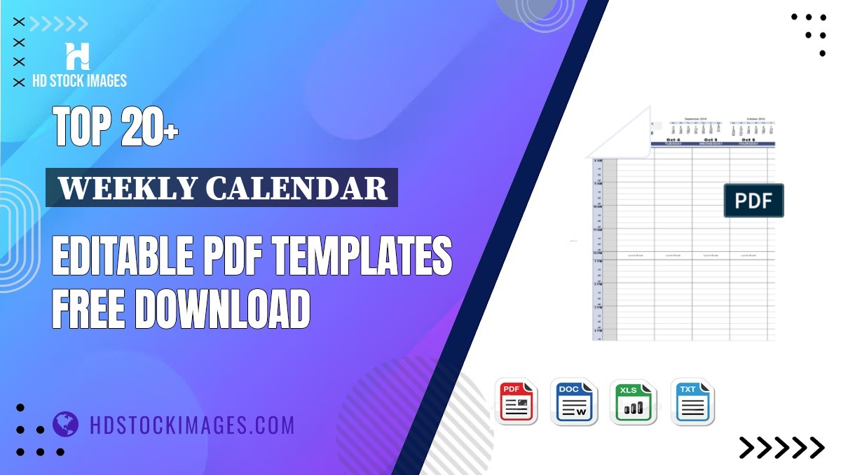 Top 20+ Weekly Calendar Editable PDF Templates Free Download