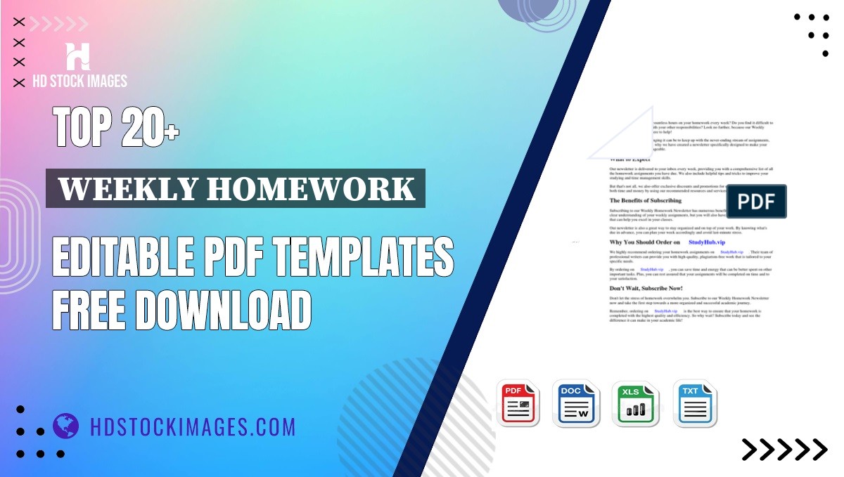 Top 20+ Weekly Homework Editable PDF Templates Free Download