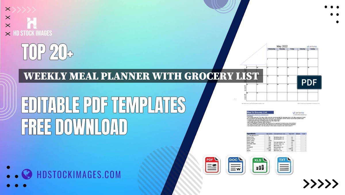 Top 20+ Weekly Meal Planner With Grocery List Editable PDF Templates Free Download