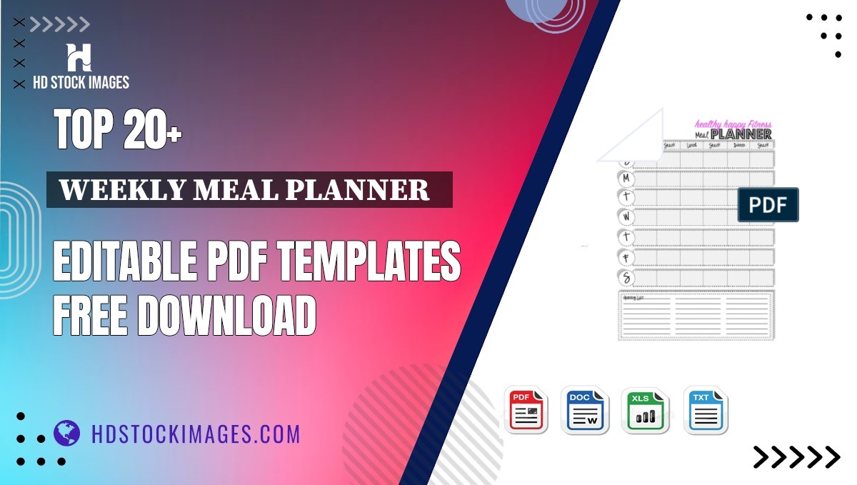 Top 20+ Weekly Meal Planner   Editable PDF Templates Free Download