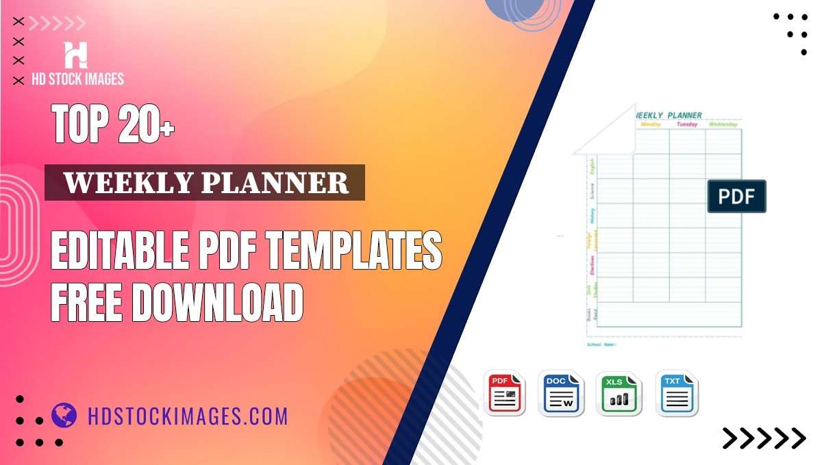 Top 20+  Weekly Planner  Editable PDF Templates Free Download