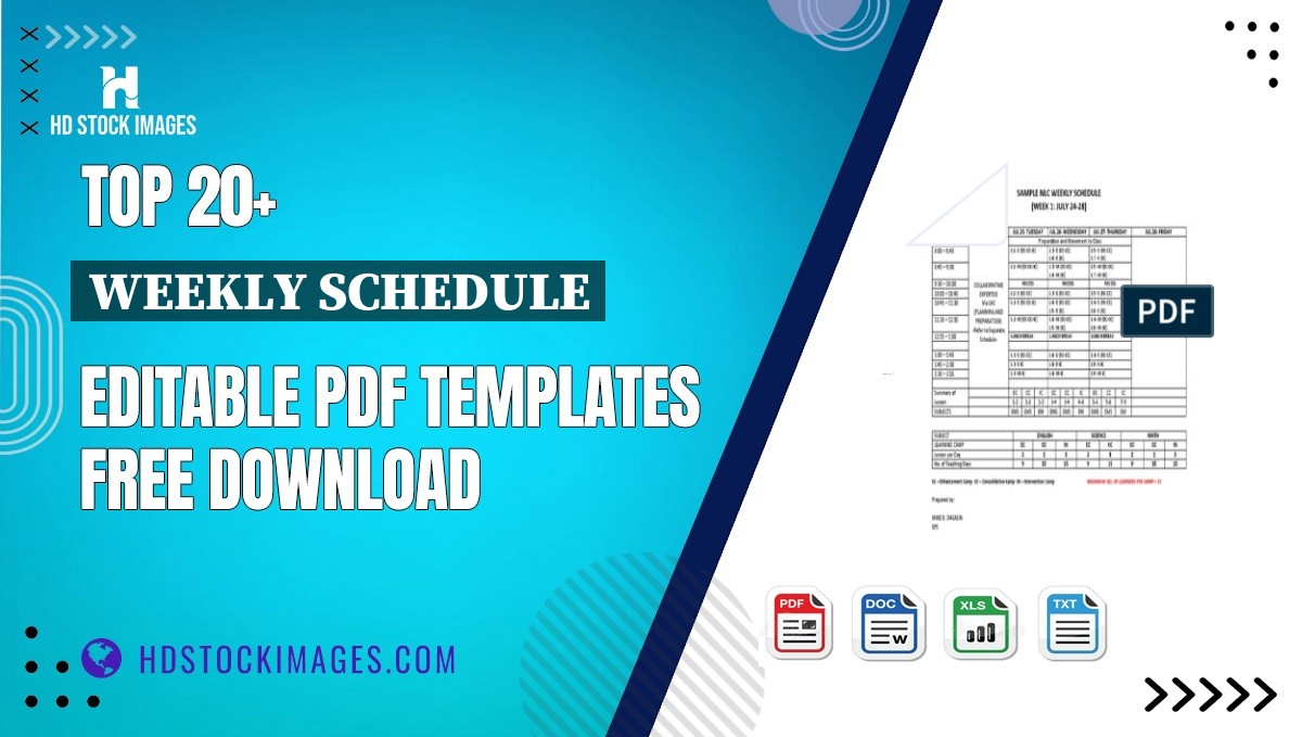 Top 20+ Weekly Schedule Editable PDF Templates Free Download