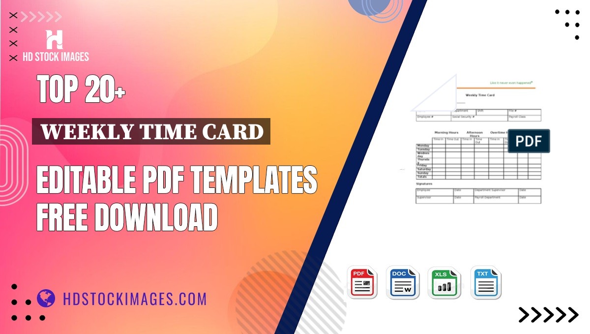 Top 20+ Weekly Time Card Editable PDF Templates Free Download