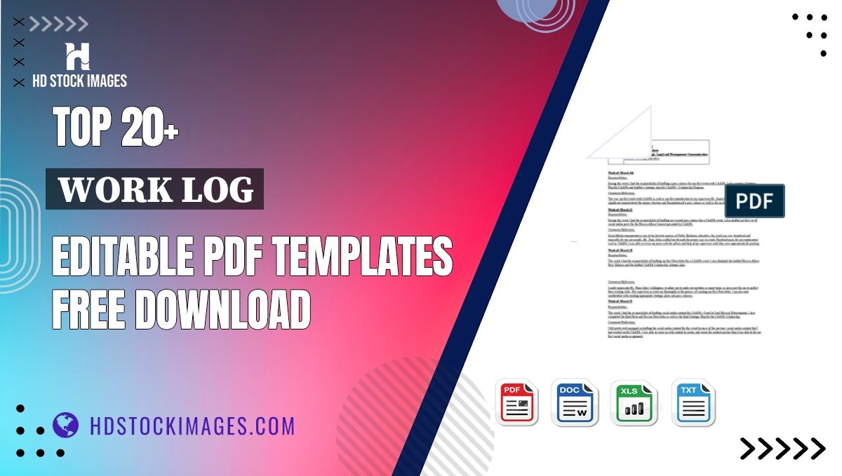 Top 20+ Work Log Editable PDF Templates Free Download