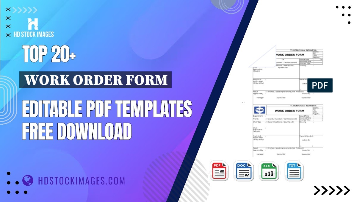 Top 20+ Work Order Form Editable PDF Templates Free Download