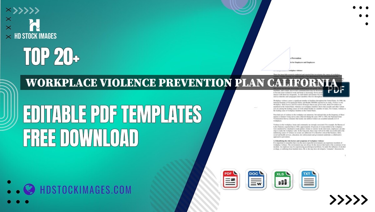 Top 20+ Workplace Violence Prevention Plan California Editable PDF Templates Free Download