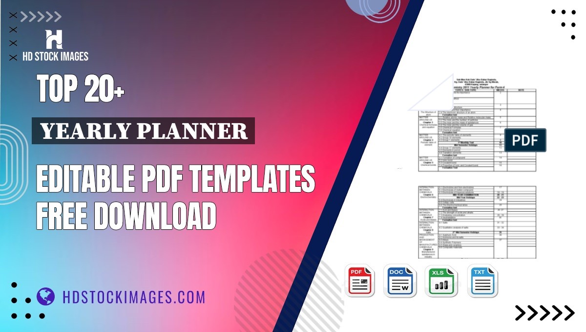 Top 20+ Yearly Planner Editable PDF Templates Free Download