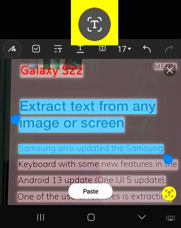 How to extract text from photos and images on Galaxy S22 S21 and S20